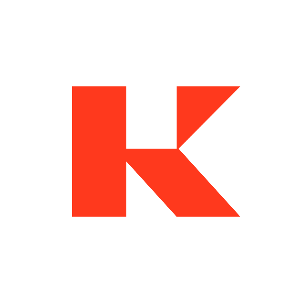 Kobalt logo Geometric Uppercase Display Letter K logo, Music Letterform Abstract Flat One Color, Red.