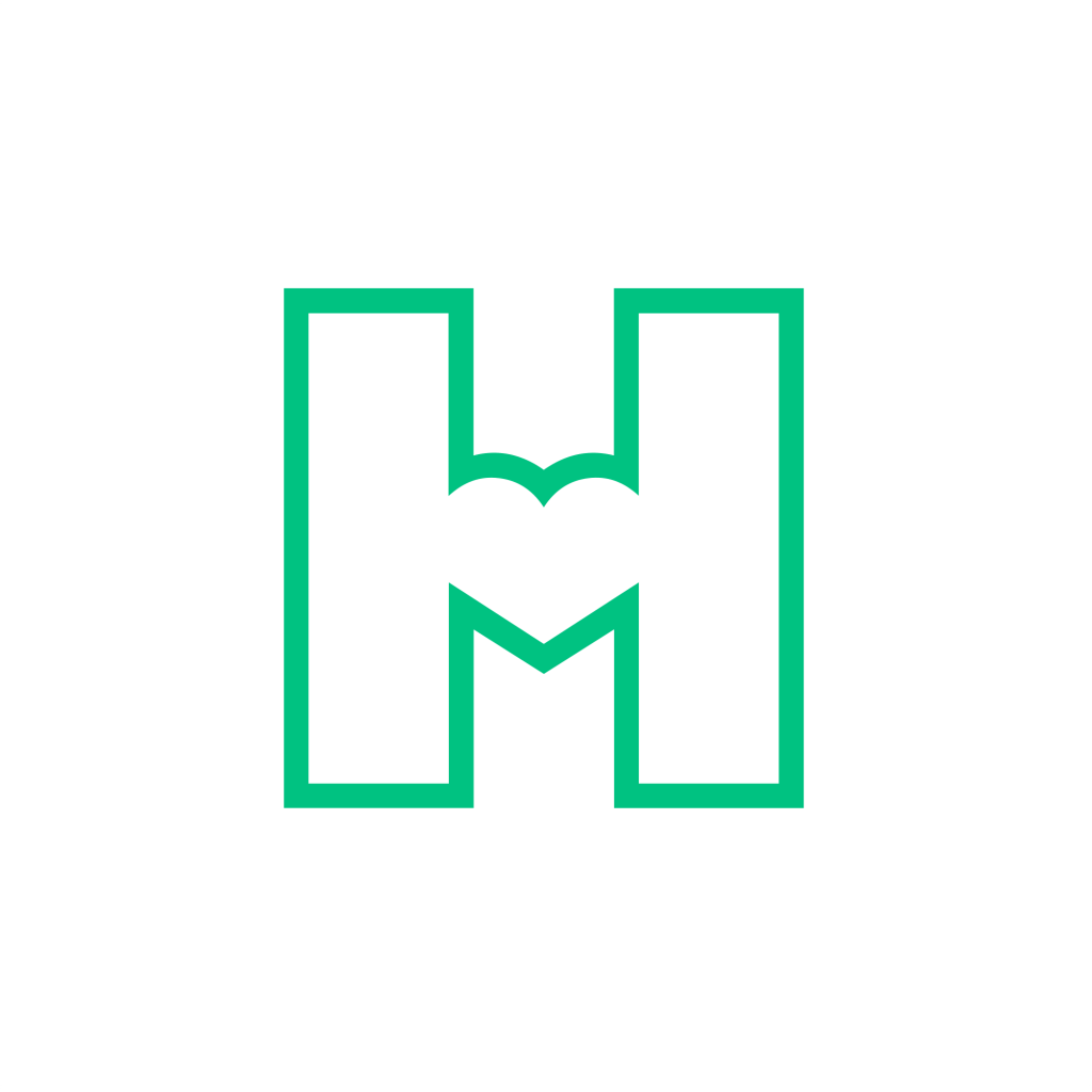 Helsinki City Museum logo Geometric Uppercase Display Letter H logo, Heart Art & Culture Museum Letterform Outline Flat One Color, Turquoise.