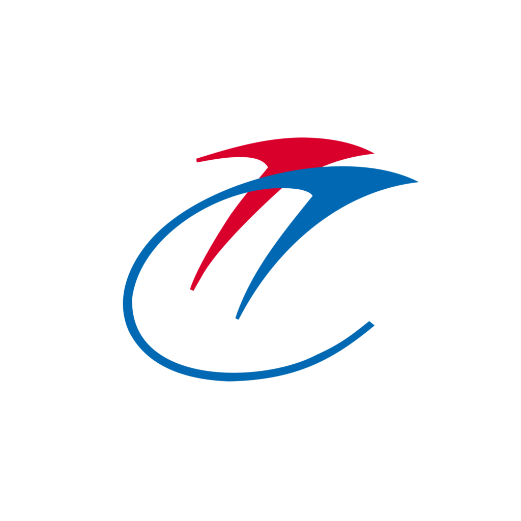 Eurowings Logo Geometric Lowercase Script Letter E logo, Planes Airline Transportation Custom shape Abstract Shadow Two Colors, Blue + Red.