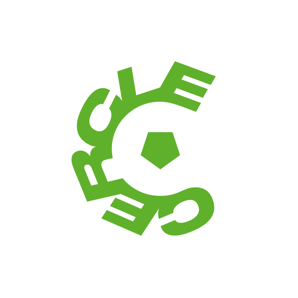 Cercle Brugge KSV logo Geometric Uppercase Display Letter C logo, Ball Sport Football Custom shape Typography Negative Space Flat One Color, Green.