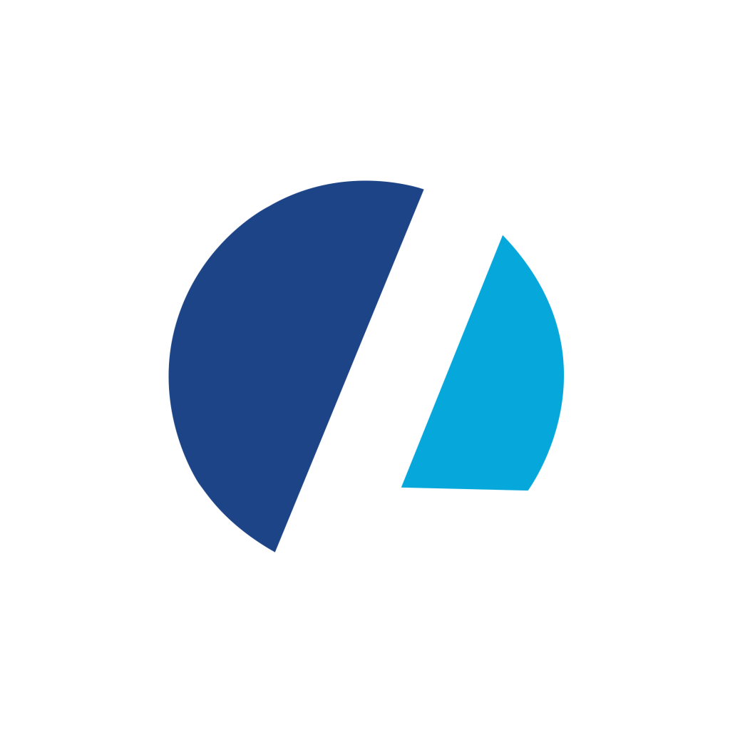 Lupamat logo Geometric Uppercase Display Letter L logo, Machinery Circle shape Negative Space Flat One Color, Blue.