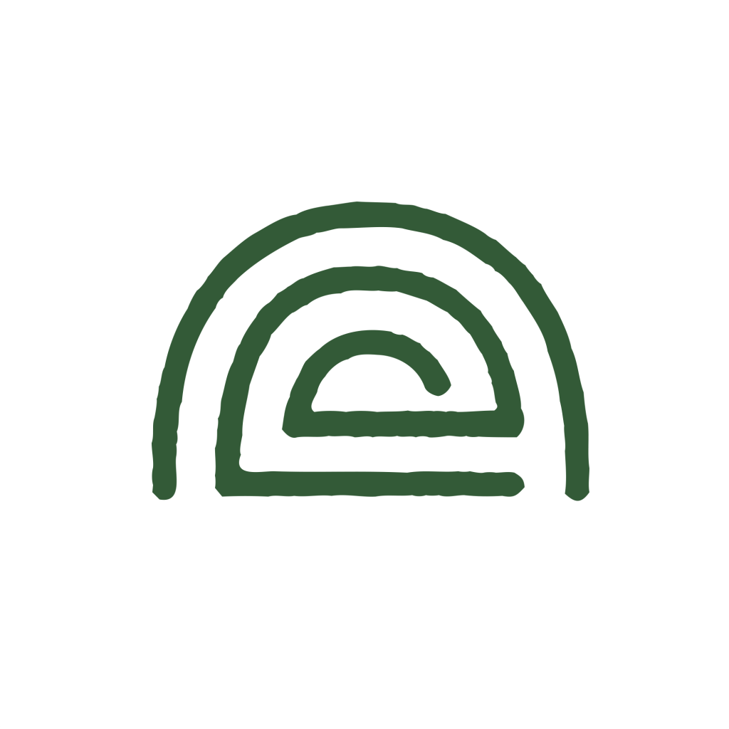 ethicamper logo Geometric Lowercase Display Letter E, Alphabet logo, iglu tent Camping Semicircle shape Hidden Type Rough Single-Color, Green.